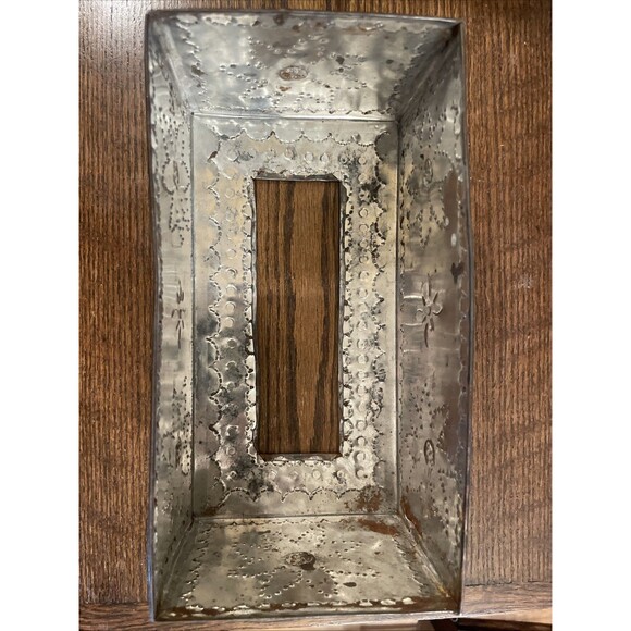 Mexico Punched Brass Tin Tissue Box Cover Holder - Picture 4 of 4